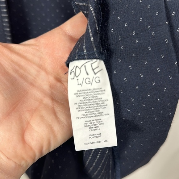 CAbi Carriage button front jacket navy blue dotted long  5658 size large - Picture 6 of 11